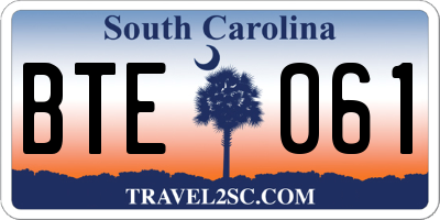 SC license plate BTE061