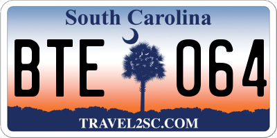 SC license plate BTE064