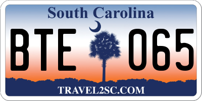 SC license plate BTE065