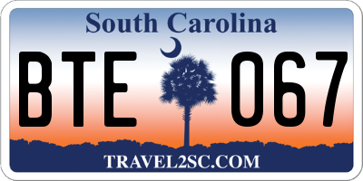 SC license plate BTE067