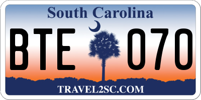 SC license plate BTE070