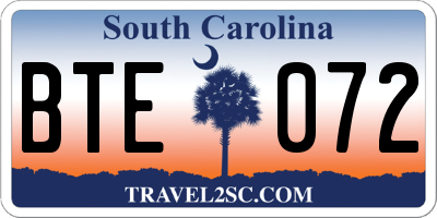 SC license plate BTE072