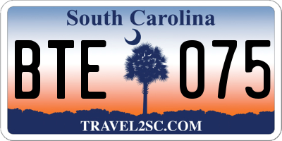 SC license plate BTE075