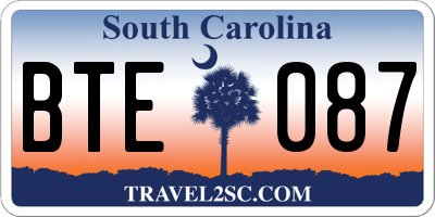 SC license plate BTE087