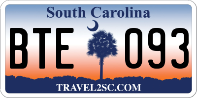 SC license plate BTE093