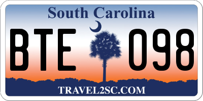SC license plate BTE098