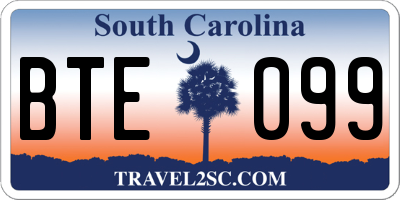 SC license plate BTE099