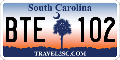 SC license plate BTE102