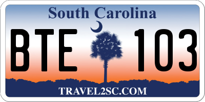 SC license plate BTE103