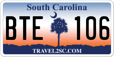 SC license plate BTE106