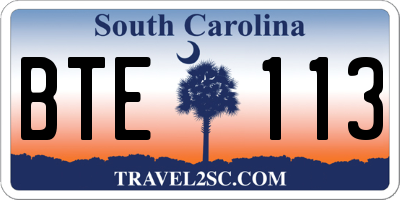 SC license plate BTE113