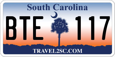 SC license plate BTE117
