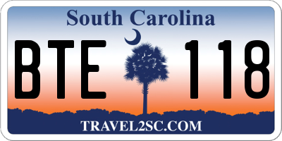 SC license plate BTE118