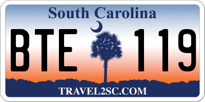SC license plate BTE119
