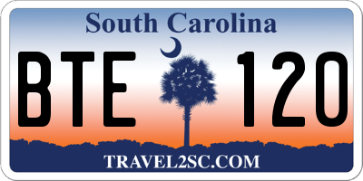 SC license plate BTE120