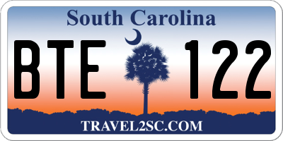 SC license plate BTE122