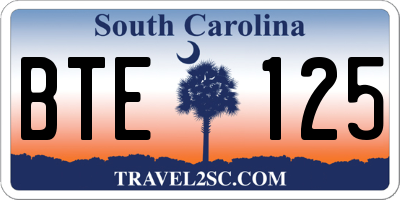 SC license plate BTE125