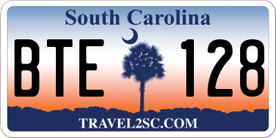 SC license plate BTE128