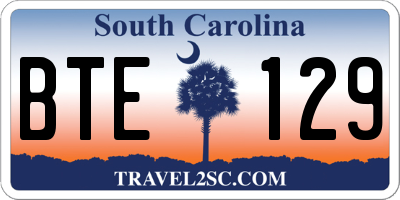 SC license plate BTE129