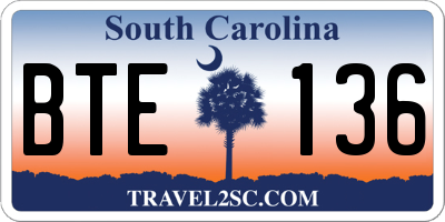 SC license plate BTE136
