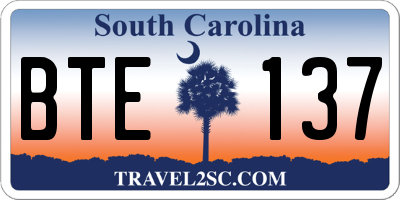 SC license plate BTE137
