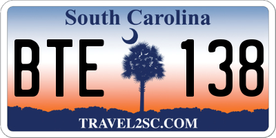 SC license plate BTE138