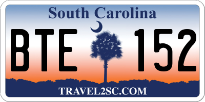 SC license plate BTE152