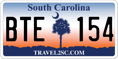 SC license plate BTE154