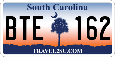 SC license plate BTE162