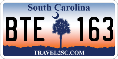 SC license plate BTE163