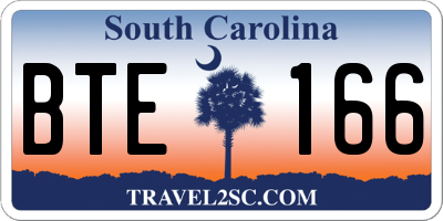SC license plate BTE166