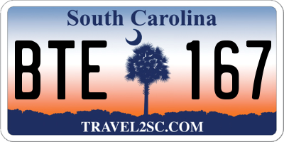 SC license plate BTE167