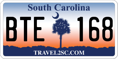 SC license plate BTE168