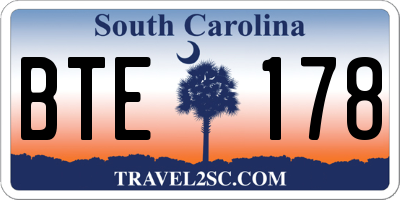 SC license plate BTE178