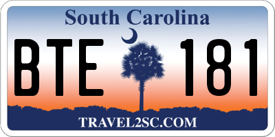 SC license plate BTE181