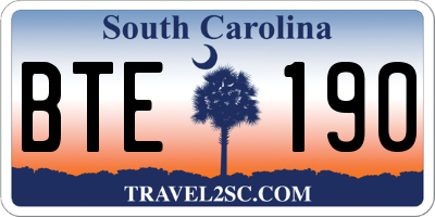 SC license plate BTE190