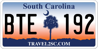 SC license plate BTE192