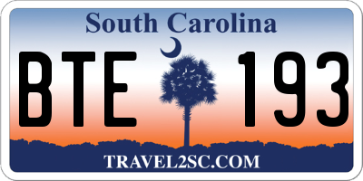 SC license plate BTE193