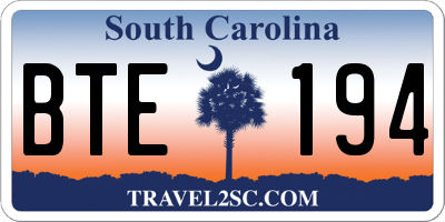 SC license plate BTE194