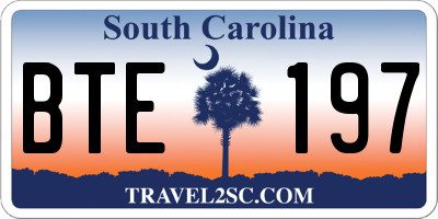 SC license plate BTE197