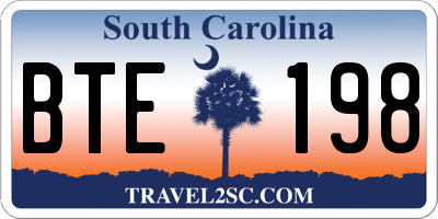 SC license plate BTE198