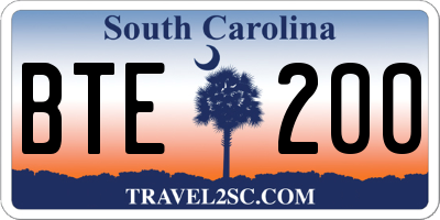 SC license plate BTE200