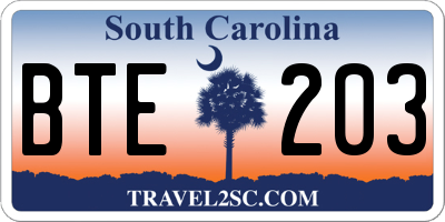 SC license plate BTE203
