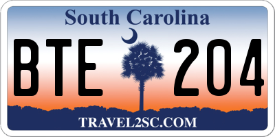 SC license plate BTE204