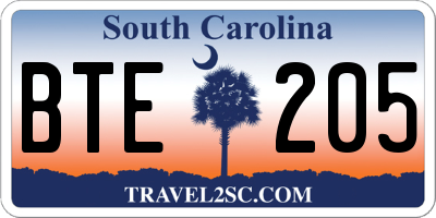 SC license plate BTE205