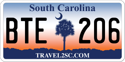 SC license plate BTE206