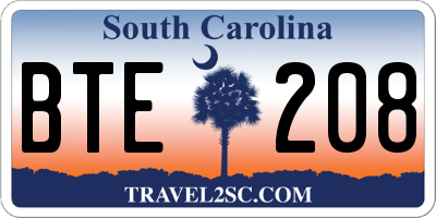 SC license plate BTE208