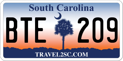 SC license plate BTE209