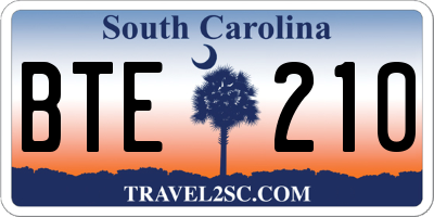 SC license plate BTE210