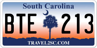 SC license plate BTE213